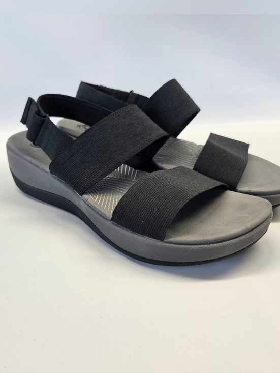 Clarks Shoes - Clarks Sandals Arla Jacory Black Gray Comfort Strap Womens 8 Adjustable Open Toe